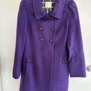 Elegant Purple Double-Breasted Pea Coat